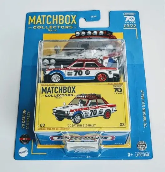 Matchbox 2023  Collector Series 3 of 23 - 1970 510 Rally HLJ58 white