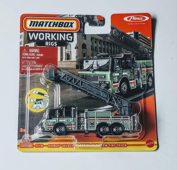 Matchbox 2024 Working Rigs 5 of 16 - Pierce Velocity Aerial Platform Fire Truck (wildfire/National Parks) green JBY27