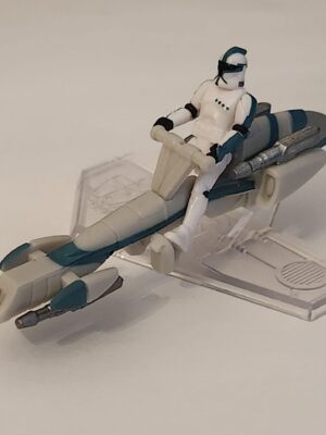 Star Wars Micro Galaxy Squadron Scout class series 7 -  Clone Trooper Liuetenant teal blue w/barc Speeder rare chase SWJ0345-2