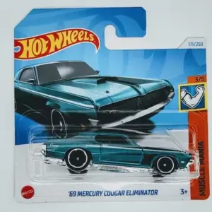 Hot Wheels 2024 Muscle Mania 3 of 5 1969 Mercury Cougar Eliminator blue short card HTC59