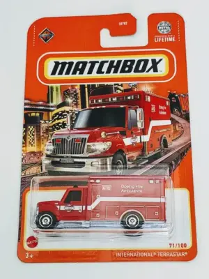 Matchbox 2024 - 71 of 100 MBX City  International Terrastar Boeing Ambulance red HVL75