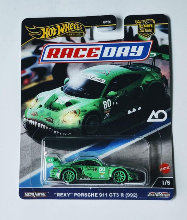 Hot Wheels Premium 2024 Car Culture Race Day 1 of 5 “Rexy” Porsche 911 GT3 R (992) Green HRV72