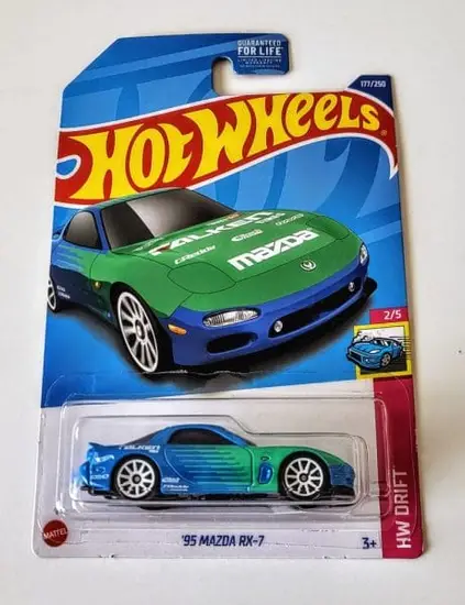 Hot Wheels 2022 HW Drift 2 of 5 1995 Mazda RX-7 blue Falken Team Drift car HCV86