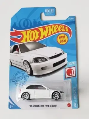 e8340374-20210719_074225-1-e1725373240665.webp Hot Wheels 2021 HW J-Imports 10 of 10 - 1999 Honda Civic Type R (EK-9) white GRX62
