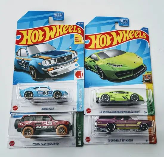 Hot Wheels 2022 Kroger Exclusive M case set Lamborghini Huracan Mazda Rx-3 Toyota Land Cruiser 80