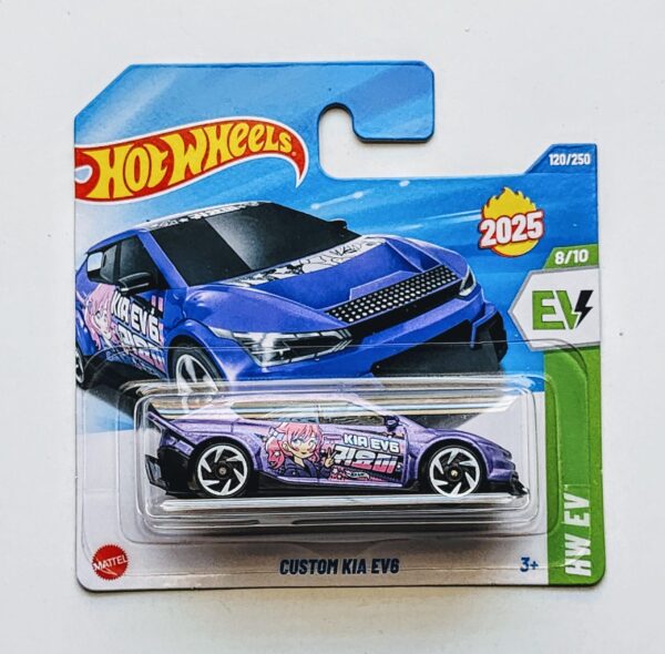Hot wheels 2025 HW EV Custom Kia Ev6 (Waifu/itasha) blue short card