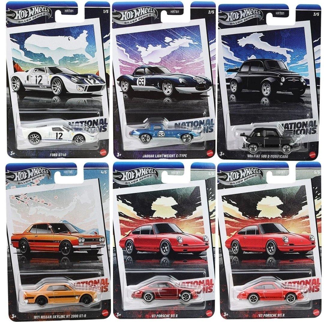 Hot Wheels Silver series 2025 National Icons complete set w/chase HRT81-956G Hot Wheels Silver series 2025 National Icons complete set w/chase HRT81-956G