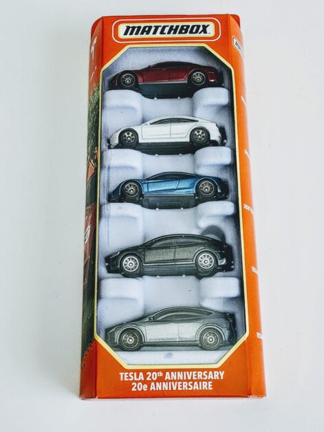 Pack Matchbox Tesla 20th Anniversary 5-Pack 2024 - Voitures Miniatures 1:64 - Boîte Non Ouverte