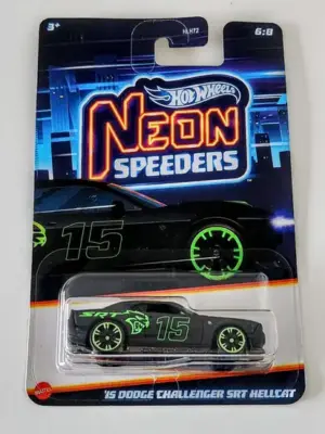 Hot wheels 2024 Neon Speeders Series 3 - 6 of 8 2015 Dodge Challenger SRT Hellcat black HRW80