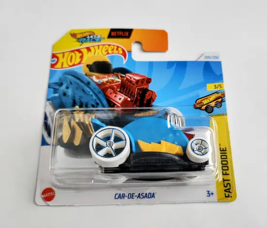 Hot wheels 2024 Fast Foodie 2 of 5 Car-De-Asada blue Treasure hunt HTF25 short card (case L)