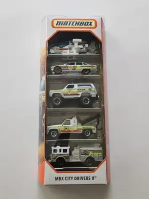 fed73e2d-20230306_141904.webp Matchbox 2023 5 packs MBX City Drivers II 70th anniversary (vysente county) HKY24 Chevy Blazer, Pierce XT Arrow, Chevy Caprice