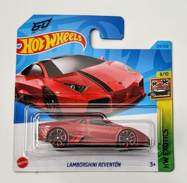 Hot Wheels 2023 HW Exotics 8 of 10 Lamborghini Reventon deep red short card HKH94