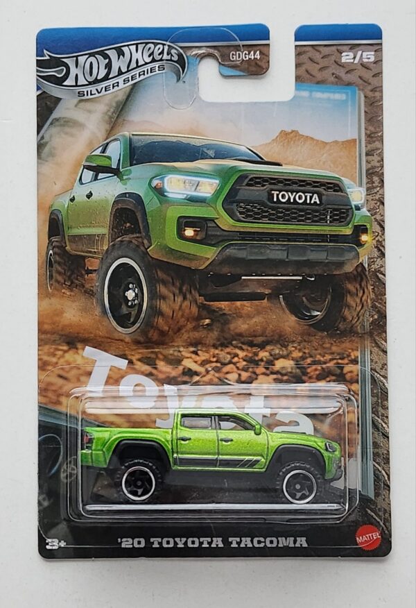 Hot wheels 2025 Silver series Toyota truck series 2 of 5 2020 Toyota Tacoma electric lime metallic JCB72