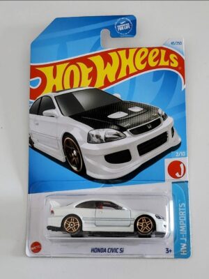 Hot wheels 2024 HW J-imports 2 of 10 Honda Civic Si white/black carbon fiber hood