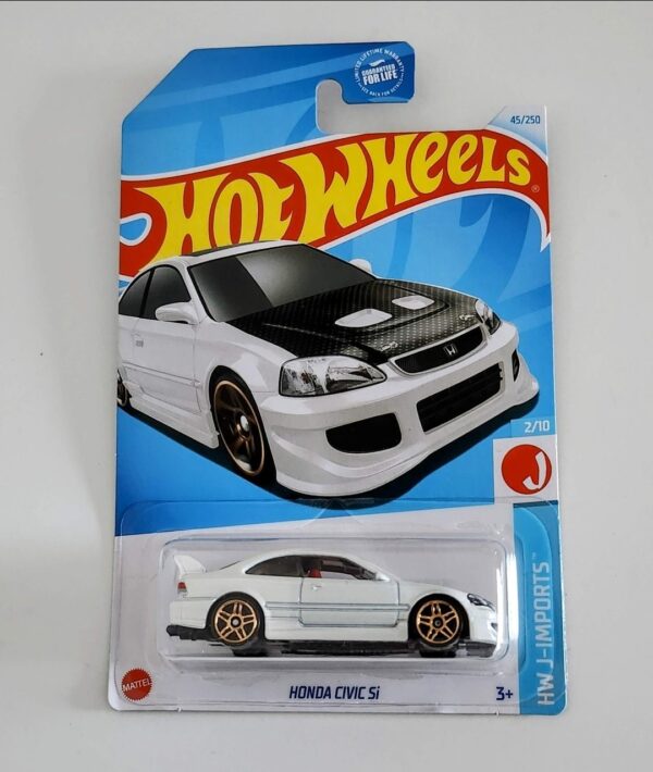 Hot wheels 2024 HW J-imports 2 of 10 Honda Civic Si white/black carbon fiber hood