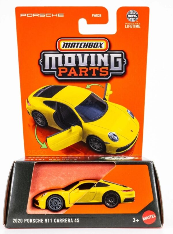 Matchbox 2025 Moving Parts – 25/50 Porsche 911 Carerra 4s Racing yellow JBW88