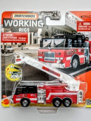 Matchbox 2020 Working Rigs 4 of 16 Pierce Velocity Aerial Platform Fire Truck red B-Comithax county HFH25