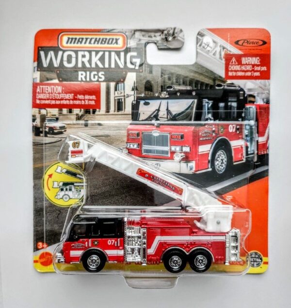 Matchbox 2020 Working Rigs 4 of 16 Pierce Velocity Aerial Platform Fire Truck red B-Comithax county HFH25