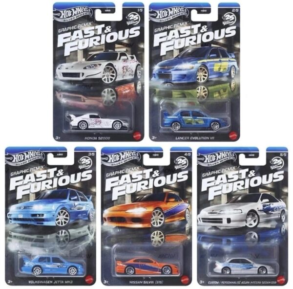 Hot wheels Silver series 2025 Fast and furious Walmart Graphic Remix HNR88-956L complete set of 5