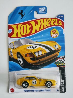 Hot wheels 2025 Race Day Ferrari 365 GTB4 Competizione yellow JCB19