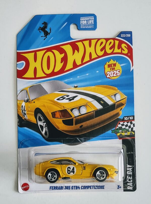 Hot wheels 2025 Race Day Ferrari 365 GTB4 Competizione yellow JCB19