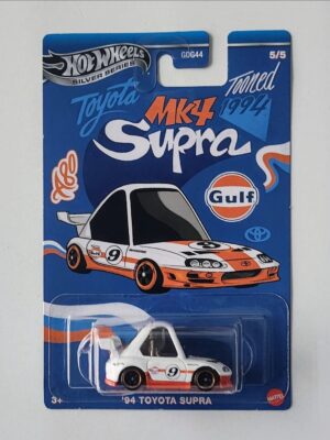 Hot wheels Silver series 2025 Toooned Gulf - 1994 Toyota supra white JCB65 full metal