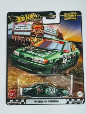 Hot wheels 2025 Boulevard 958-D - #135 1994 Nissan Primera green (Castrol livery) JBL31