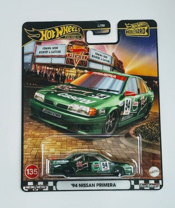 Hot wheels 2025 Boulevard 958-D - #135 1994 Nissan Primera green (Castrol livery) JBL31