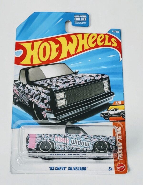Hot wheels 2026 Truckin Along 1983 Chevy Silverado black (black widow) JJJ13