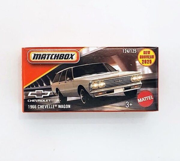 Matchbox Power Grabs #124 1966 Chevelle Wagon lemonwood yellow JBT84