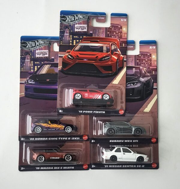 Walmart exclusive Hot Wheels 2026 Silver Series - Compact Kings GDG44-9C7Q complete set of 5
