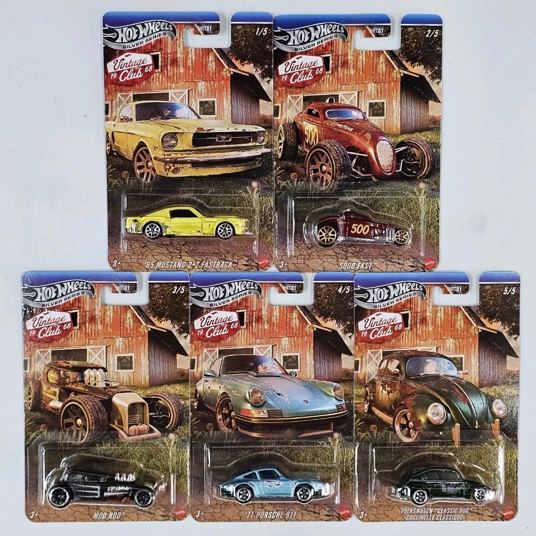 Hot wheels Silver series 2026 Vintage Racing Club: Barn Finds Complete set of 5 HRT81-956H