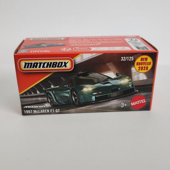 Matchbox 2026 Power Grabs case E – #32 1997 Mclaren F1 GT Silverstone green JHP84