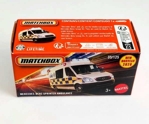 Matchbox 2026 Power Grabs case E - #35 Mercedes-Benz Sprinter Ambulance (German livery) JHR02