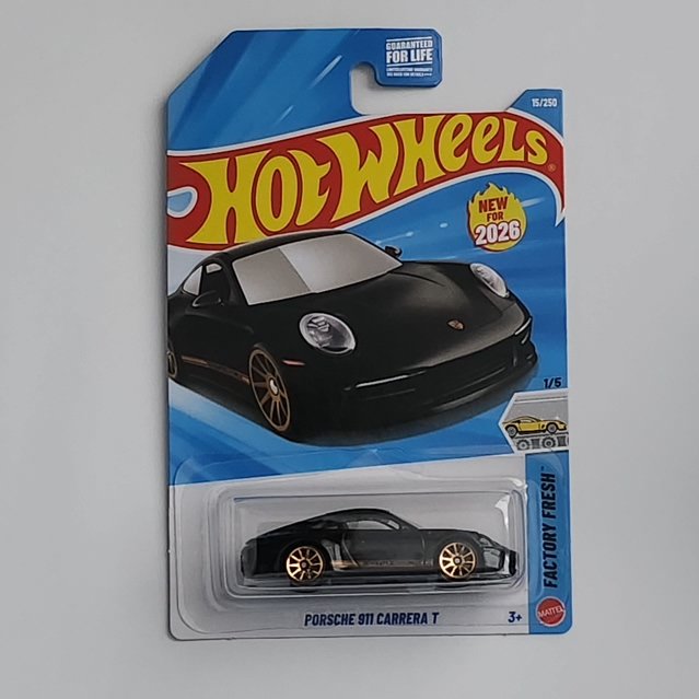 Hot Wheels 2026 Factory Fresh #1 Porsche 911 Carrera T Black JJK80
