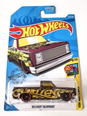 2026/05/1000026637.jpg Hot wheels 2019 HW Art #6 1983 Chevy Silverado burgundy FYC25