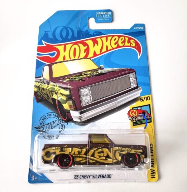 Hot wheels 2019 HW Art #6 1983 Chevy Silverado burgundy