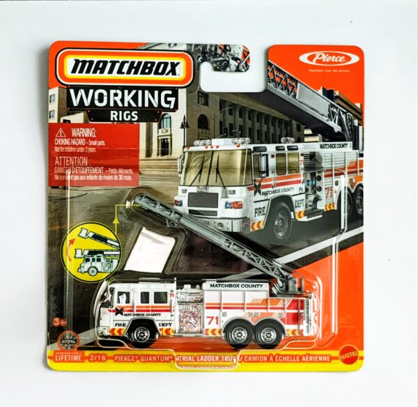 Matchbox 2024 Working rigs 2 of 16 Pierce Quantum Ariel Ladder Truck white  HVV07