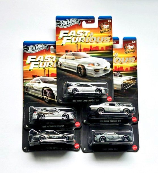 Hot Wheels Silver Series Walmart Exclusive Fast and Furious: Silver Anniversary complete set of 5 - HNR88 - 956Q