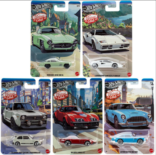 Hot Wheels 2026 Silver Series Vintage racing club: National Icons complete set of 5 HRT81-956k