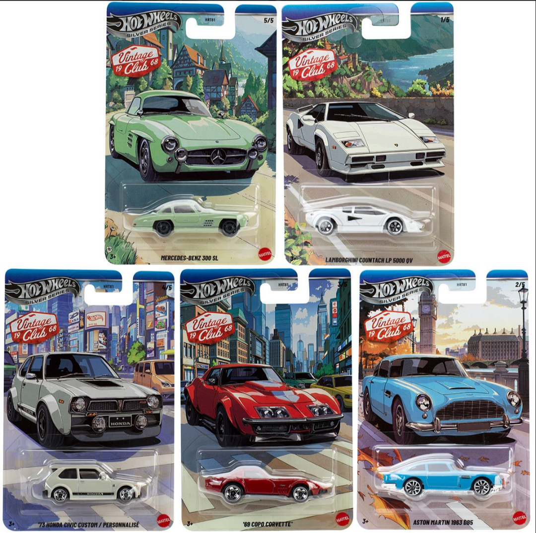 Hot Wheels 2026 Silver Series Vintage racing club: National Icons complete set of 5 HRT81-956k Hot Wheels 2026 Silver Series Vintage racing club: National Icons complete set of 5 HRT81-956k